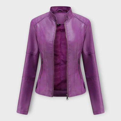 Μοντέρνο Κοντό Δερμάτινο Μπουφάν με Φερμουάρ