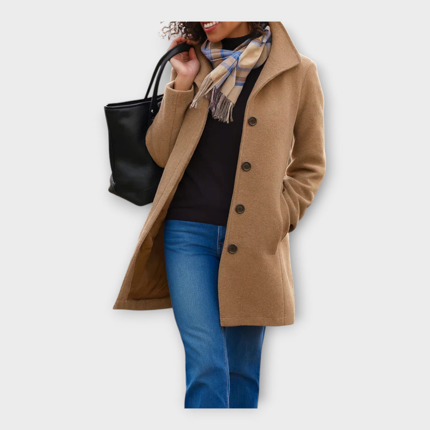 Κομψό Μάλλινο Παλτό με Κουμπιά 