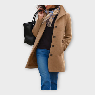 Κομψό Μάλλινο Παλτό με Κουμπιά 