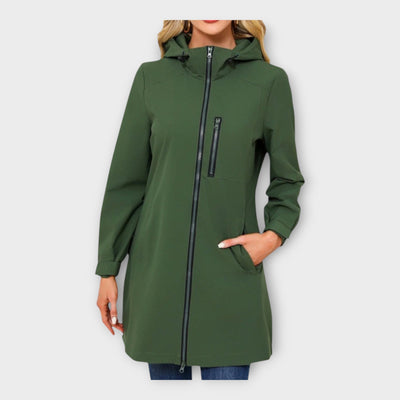 Μακρύ Αδιάβροχο Μπουφάν με Κουκούλα