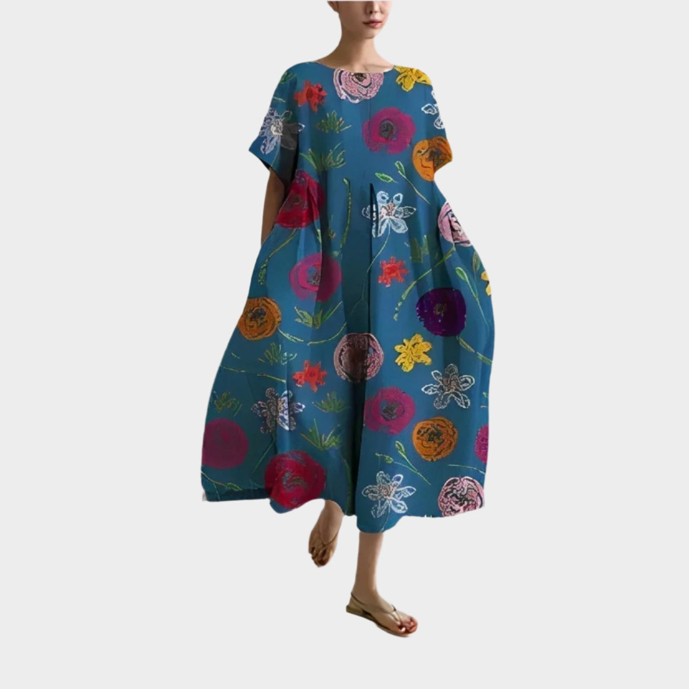 Άνετο Μακρύ Ρετρό Φόρεμα