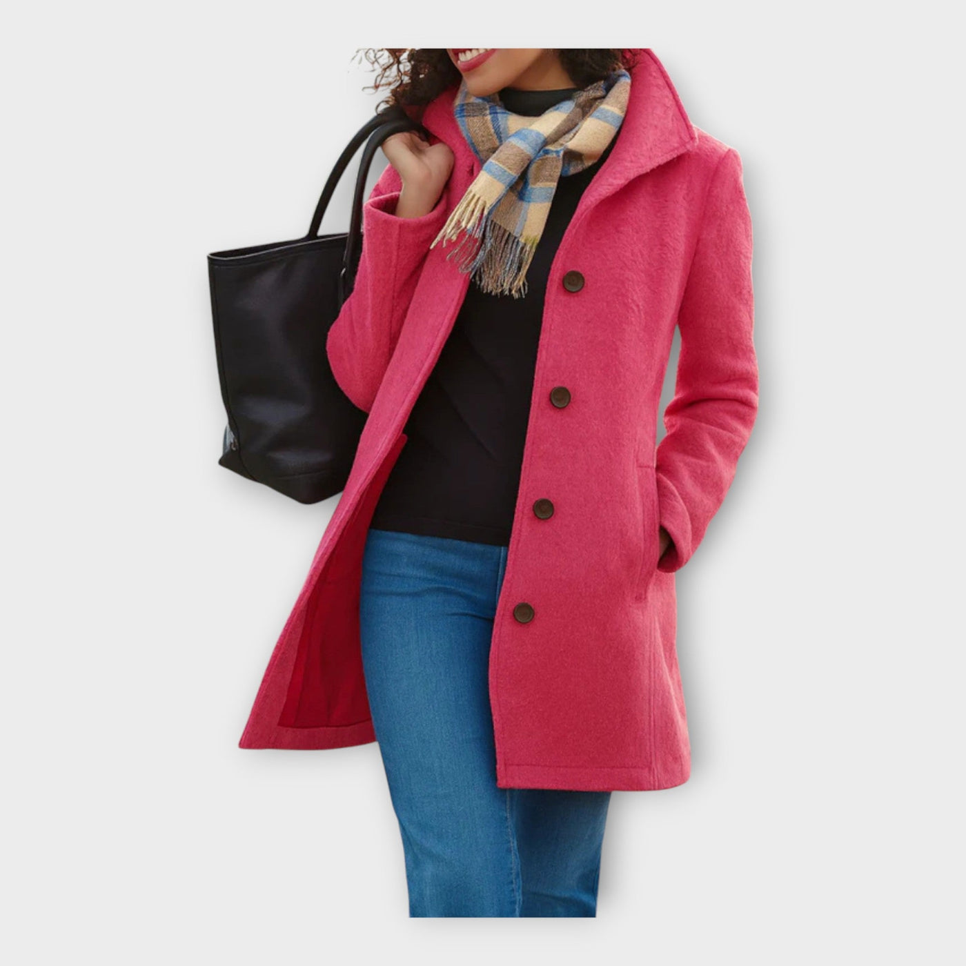 Κομψό Μάλλινο Παλτό με Κουμπιά 