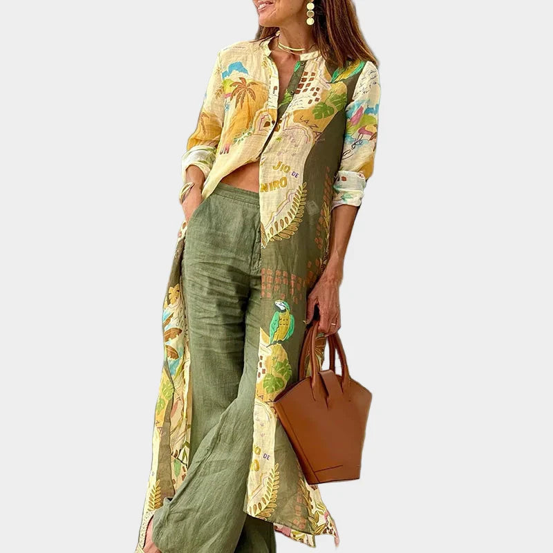 Κομψό Συντονισμένο Λινό Σετ με Μοντέρνα Απλότητα και Άνετη Ροή