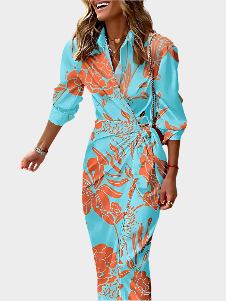 Midi Φόρεμα με Ριγέ Σχέδιο