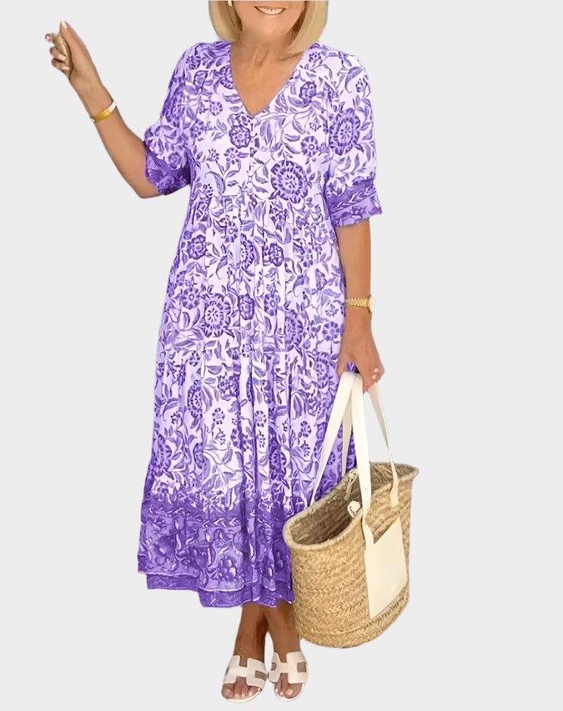 Φλοράλ Φόρεμα με Ντεκολτέ V