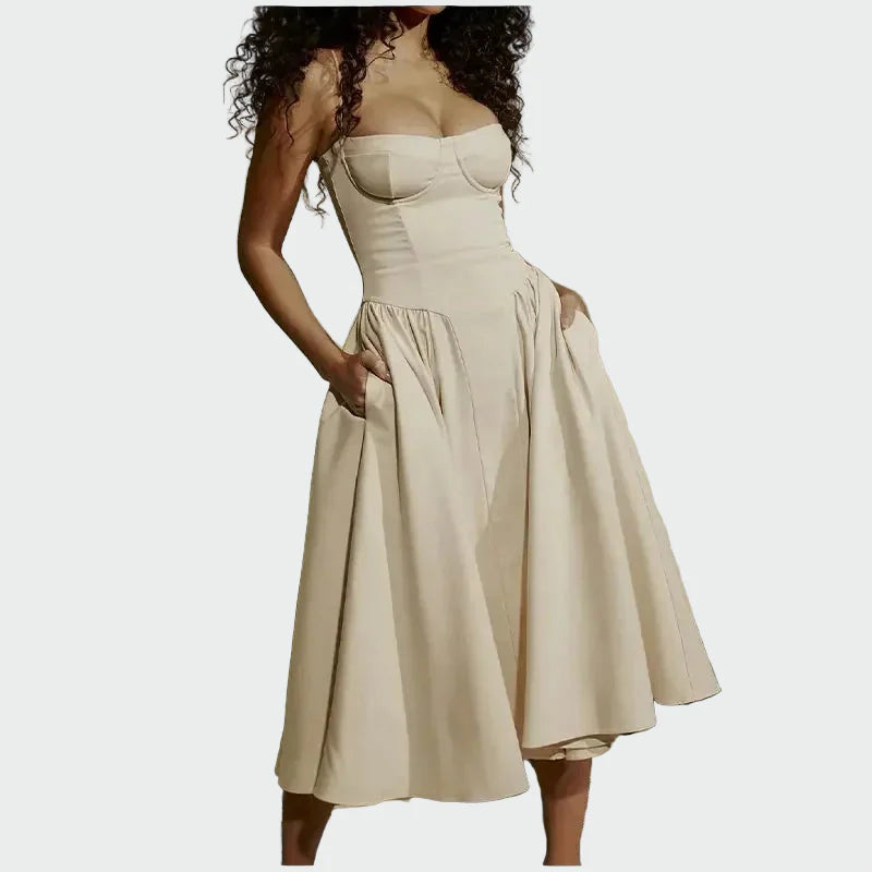 Σατέν Φόρεμα Maxi με Λεπτές