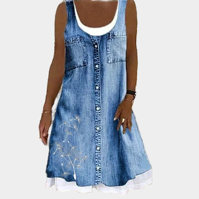 Μαλακό και κομψό τζιν φόρεμα