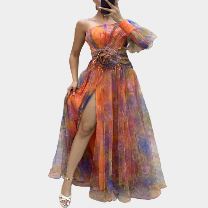 Σέξι Μίνι Φόρεμα με Ακανόνιστο Μοτίβο και Χωρίς Πλάτη