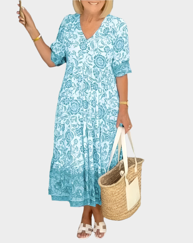 Φλοράλ Φόρεμα με Ντεκολτέ V