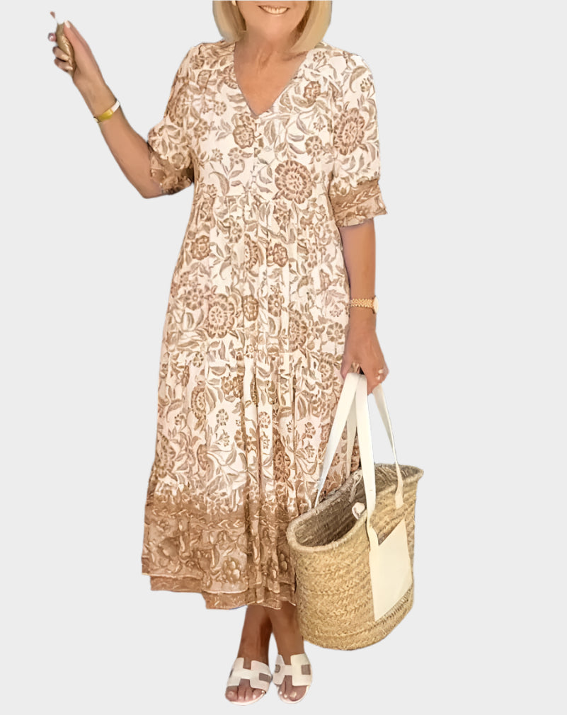 Φλοράλ Φόρεμα με Ντεκολτέ V