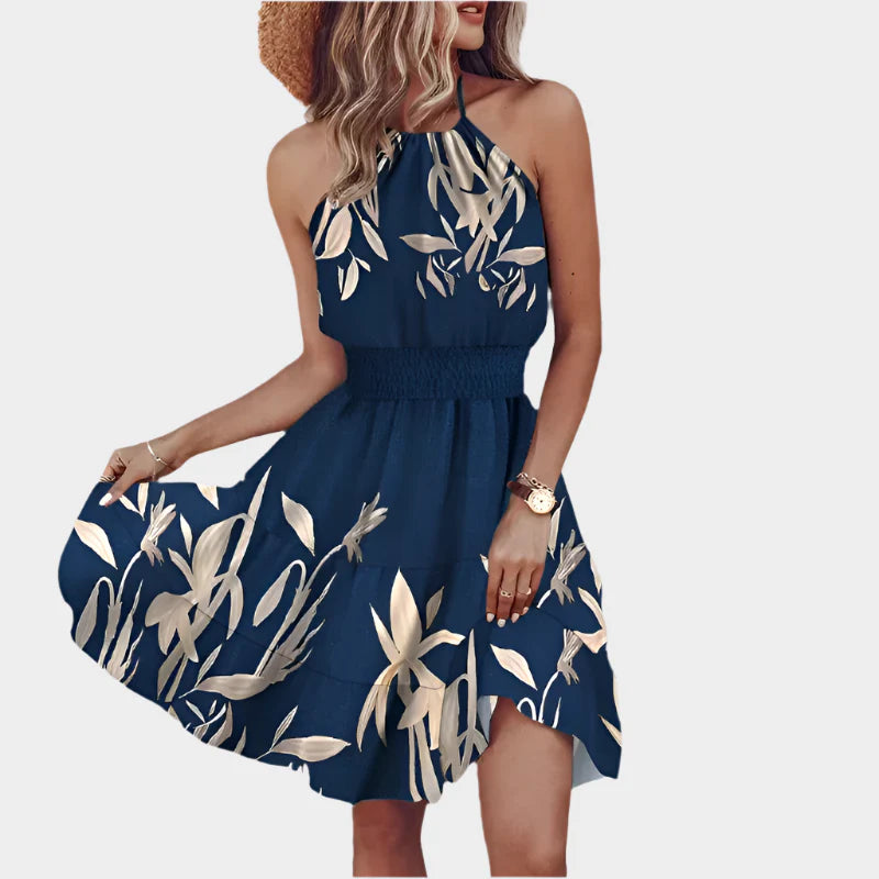 Σέξι Μίνι Φόρεμα με Ακανόνιστο Μοτίβο και Χωρίς Πλάτη