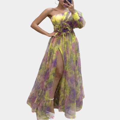 Σέξι Μίνι Φόρεμα με Ακανόνιστο Μοτίβο και Χωρίς Πλάτη