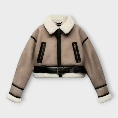 Δερμάτινο Μπουφάν με Επένδυση και Ζώνη 