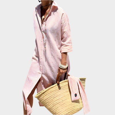 Ριγέ Μίντι Φόρεμα