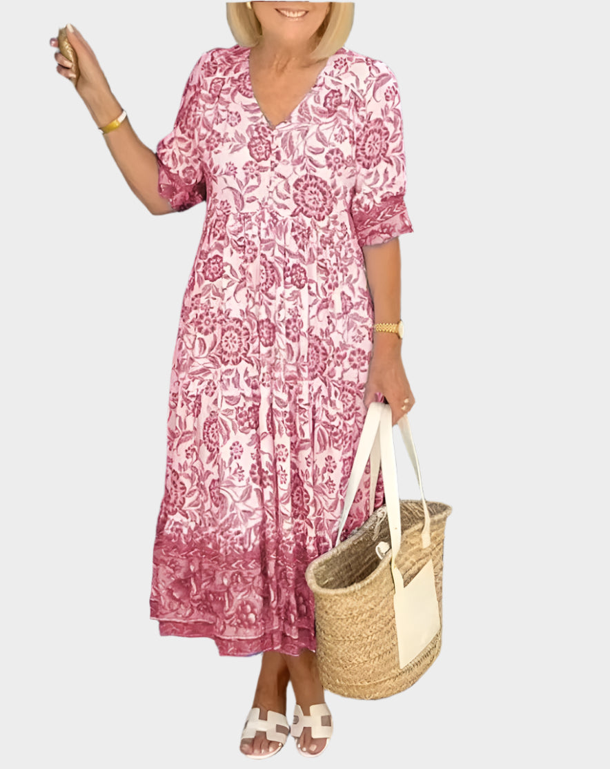 Φλοράλ Φόρεμα με Ντεκολτέ V