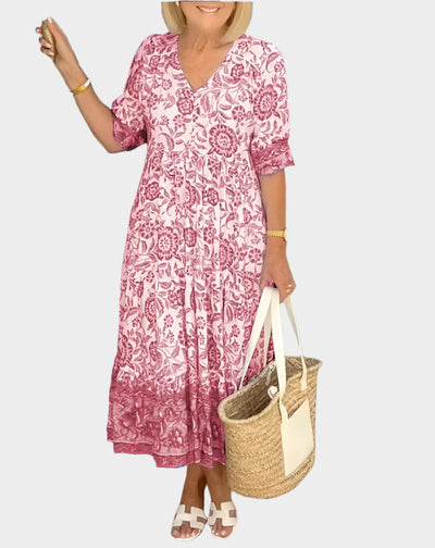 Φλοράλ Φόρεμα με Ντεκολτέ V