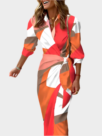 Midi Φόρεμα με Ριγέ Σχέδιο