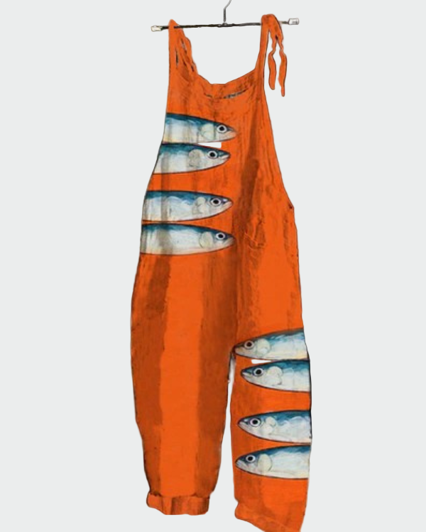 Ρετρό ολόσωμη φόρμα με φαρδύ παντελόνι