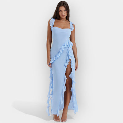 Φόρεμα με Σκίσιμο και Ρυθμισμένα Μπολάν