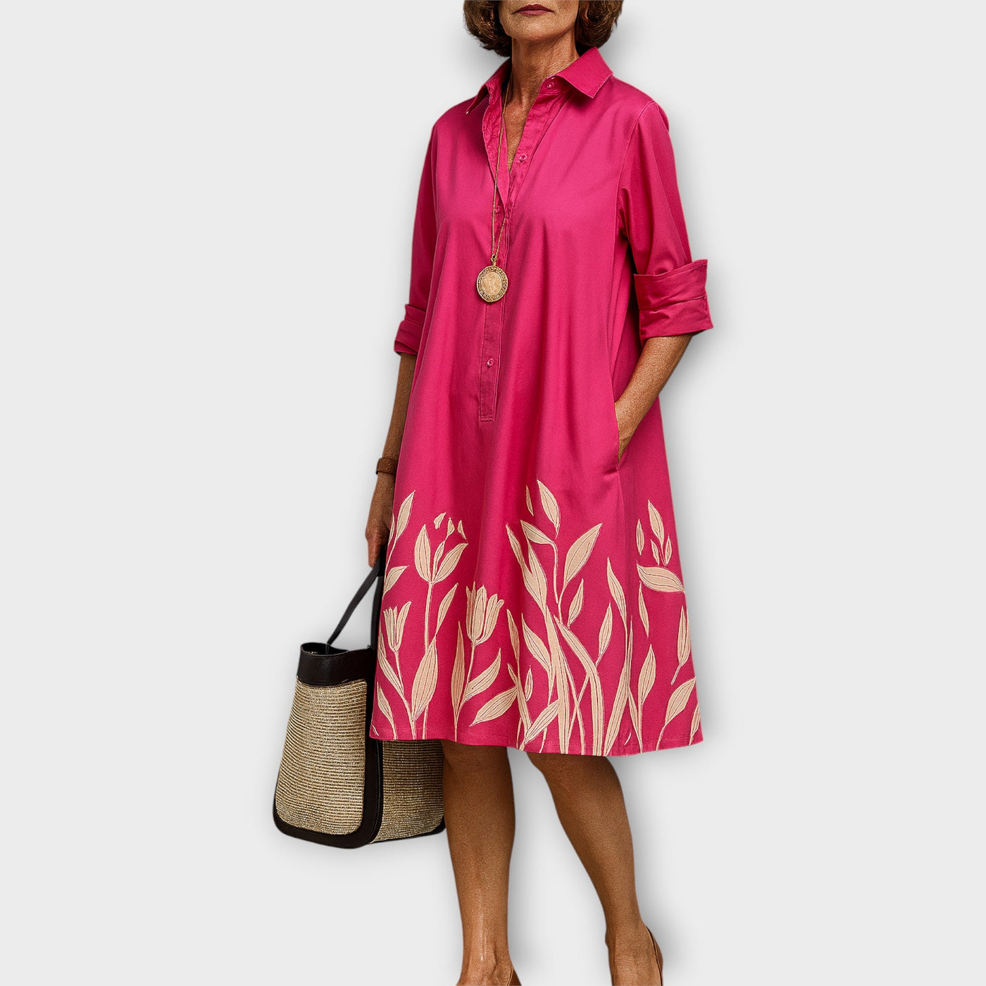 Κομψό Πουκαμίσο-Φόρεμα με Εκλεπτυσμένες Λεπτομέρειες