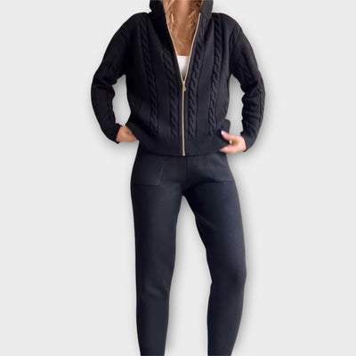 Πλεκτό Σετ με Κουκούλα και Ζακέτα 