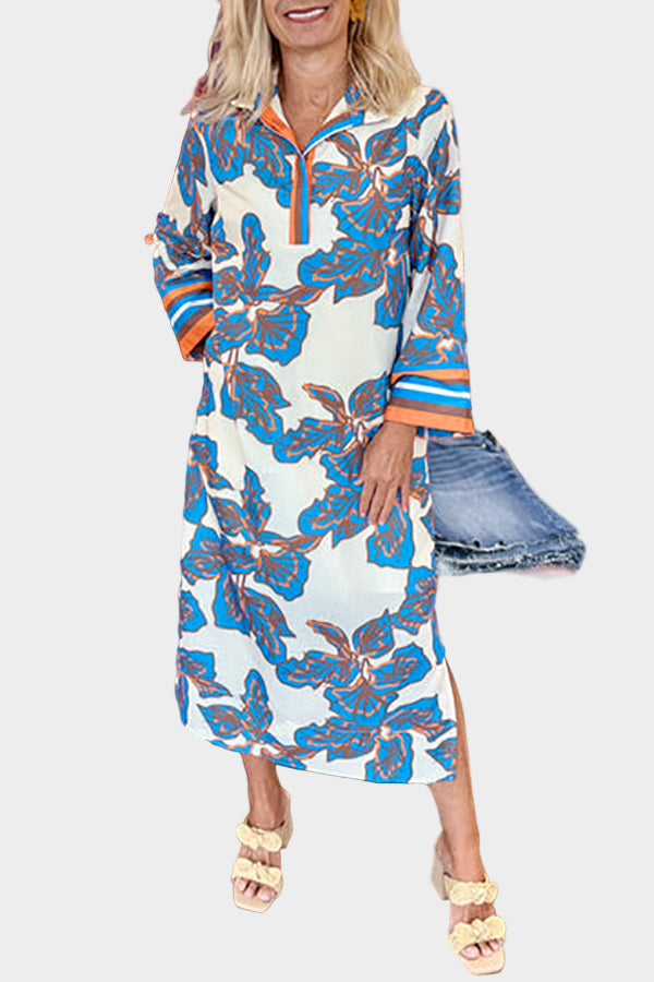 Καθημερινό Φόρεμα με Λουλουδάτο Σχέδιο και Κομψό Φερμουάρ