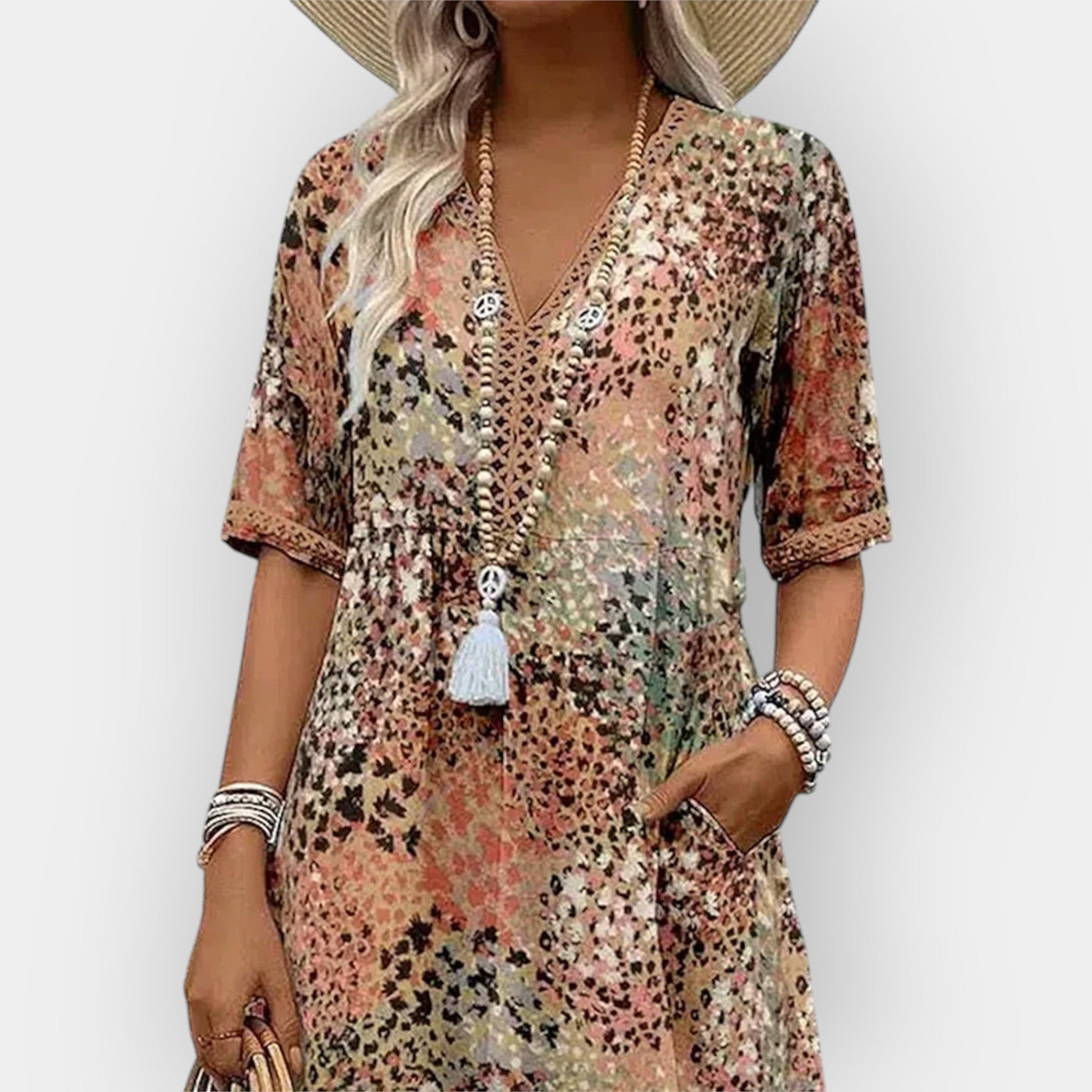 Φλοράλ Μίντι Φόρεμα με Στυλ