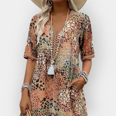 Φλοράλ Μίντι Φόρεμα με Στυλ