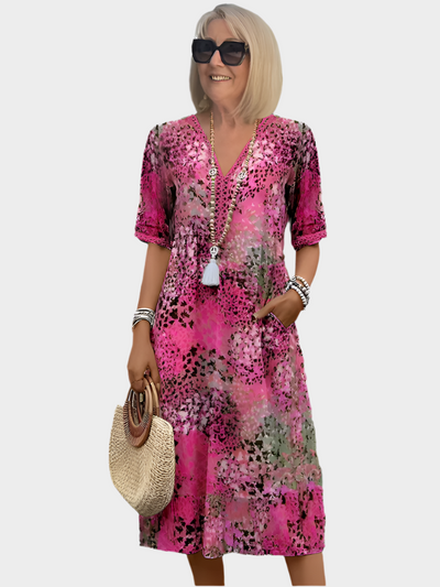 Ζωντανό Midi Φόρεμα με Τσέπες