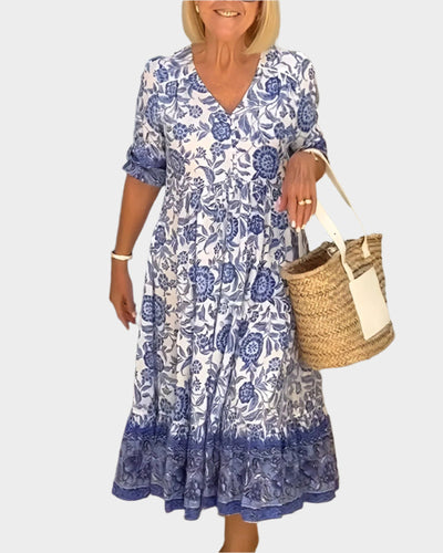 Φλοράλ Φόρεμα με Ντεκολτέ V