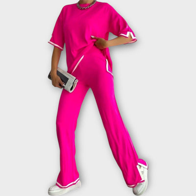 Σετ Πλεκτό με Κοντό Μανίκι και Χαλαρή Εφαρμογή