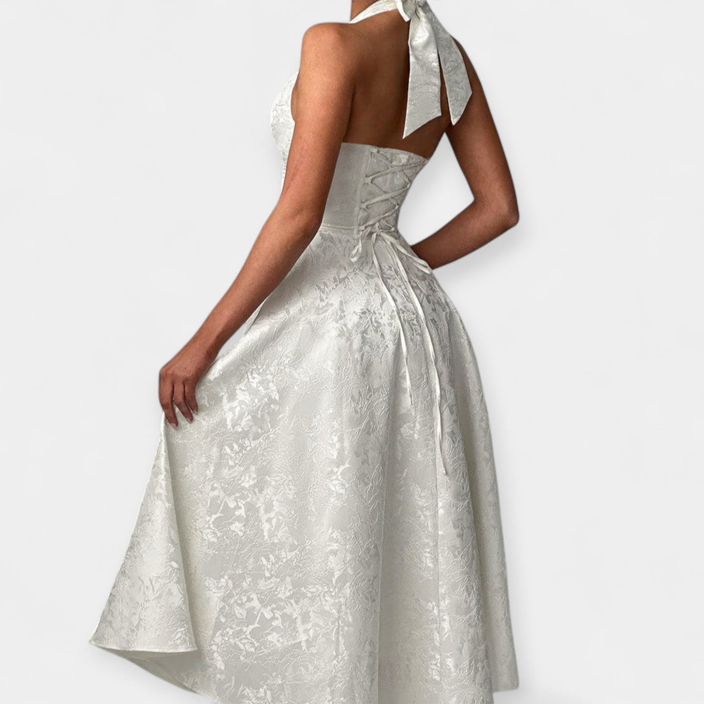 Μίντι Φόρεμα με Ανοιχτή Πλάτη και Κορσέ Σχεδίαση