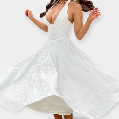 Μίντι Φόρεμα με Ανοιχτή Πλάτη και Κορσέ Σχεδίαση