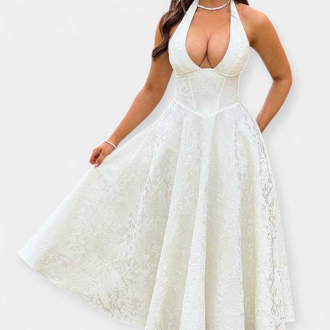 Μίντι Φόρεμα με Ανοιχτή Πλάτη και Κορσέ Σχεδίαση