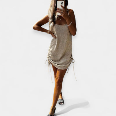 Αμάνικο Πλεκτό Φόρεμα με Ζώνη