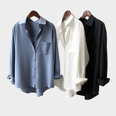 Μπλούζα Πουκάμισο με Κομψή Γραμμή και Μοντέρνα Λεπτομέρεια