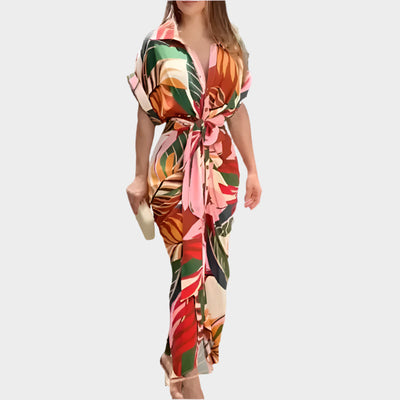 Φόρεμα με Πουφ Κολάρο και Κομψή Γραμμή