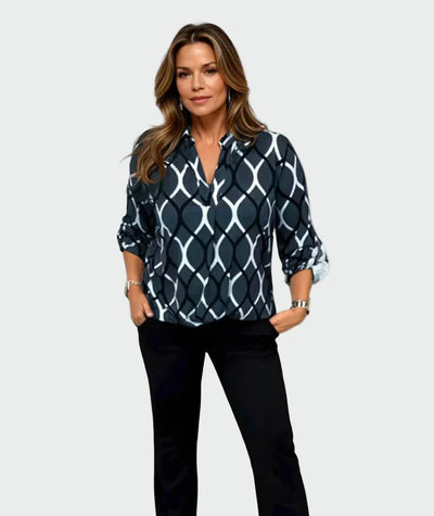 Κάζουαλ μπλούζα με μακριά μανίκια και κομψό σχέδιο