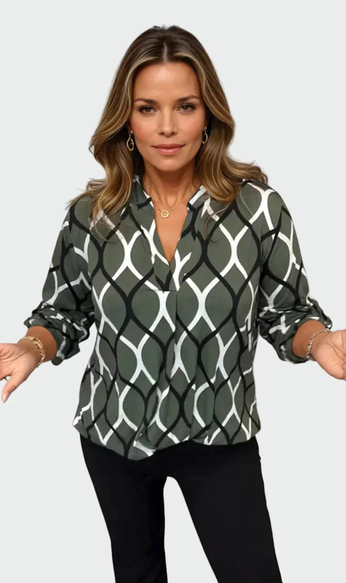 Κάζουαλ μπλούζα με μακριά μανίκια και κομψό σχέδιο