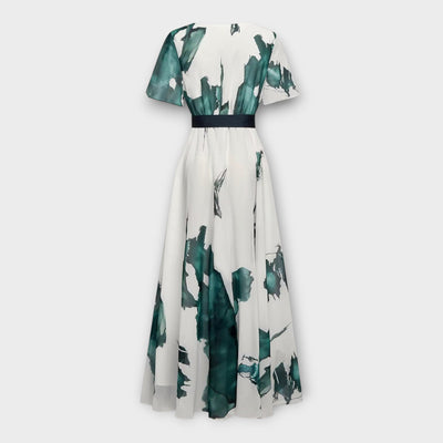 Μακρύ φόρεμα με ζώνη και αέρινη γραμμή 