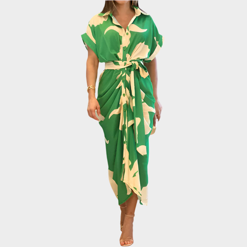 Φόρεμα με Πουφ Κολάρο και Κομψή Γραμμή